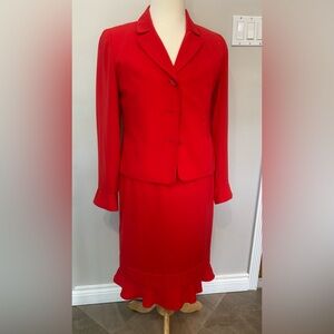 Elegant Red Blazer and Skirt Set, size 10